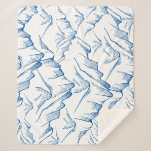 Couverture Sherpa Motif paysager de montagne tiré à la main.