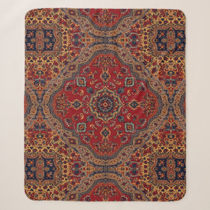 Couverture Sherpa Motif persan oriental turc antique vintage