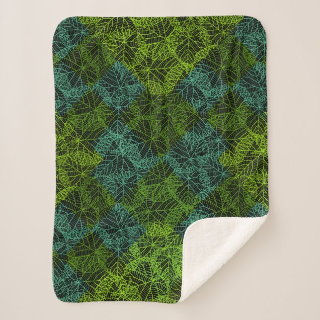 Couverture Sherpa motif plante.11b BG noir (Devant)