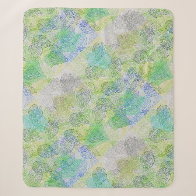 Couverture Sherpa motif plante A02.b Feuille LGrey BG (Devant)