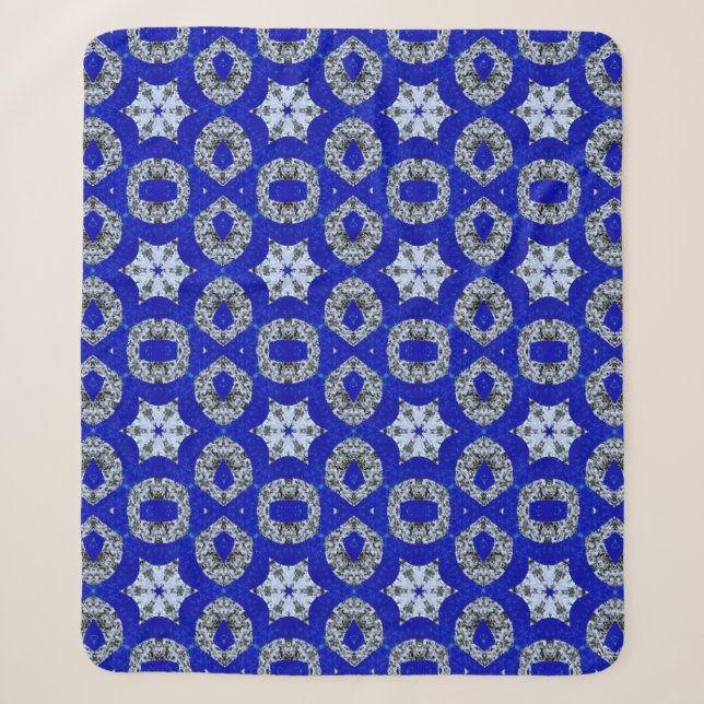 Couverture Sherpa motif psychédélique bleu et argent (Devant)