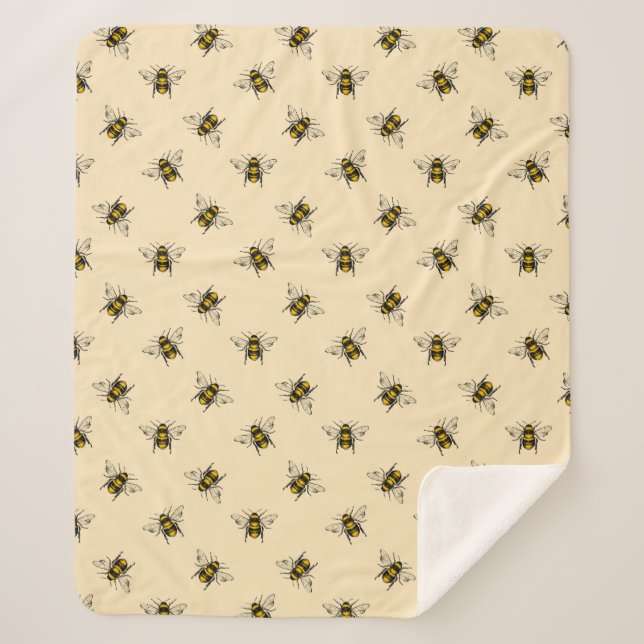 Couverture Sherpa Motif Queen Bee (Devant)