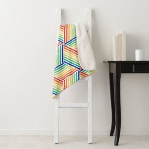 Couverture Sherpa Motif Rainbow Cube coloré moderne
