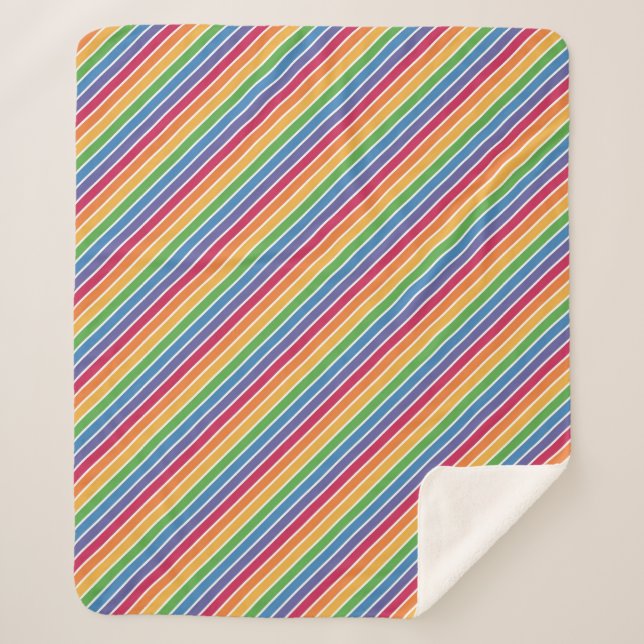 Couverture Sherpa Motif Rainbow Stripes (Devant)