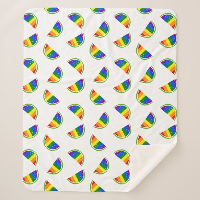 Couverture Sherpa Motif Rainbow Watermelon (Devant)