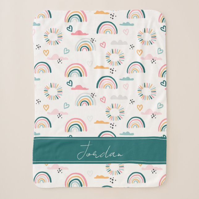 Couverture Sherpa Motif Rainbows & Hearts (Devant)