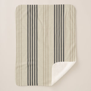 Couverture Sherpa Motif rayé à carreaux au charbon de bois classique