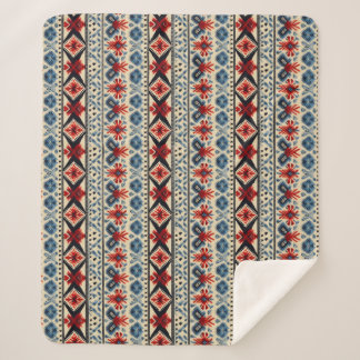 Couverture Sherpa Motif rayé de broderie folklorique traditionnelle