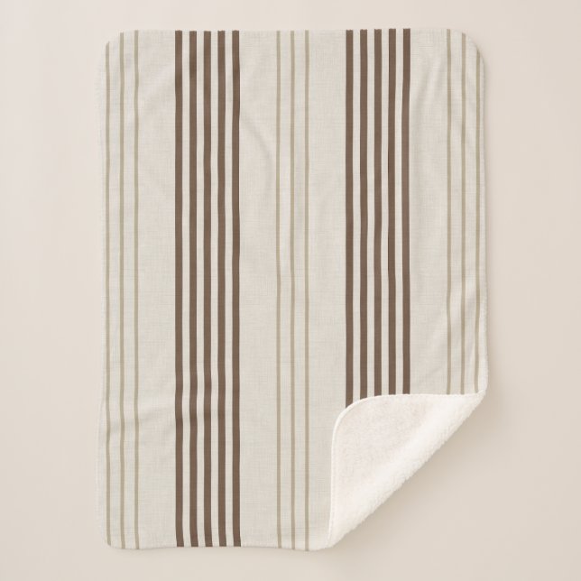 Couverture Sherpa Motif rayé marron beige classique (Devant)