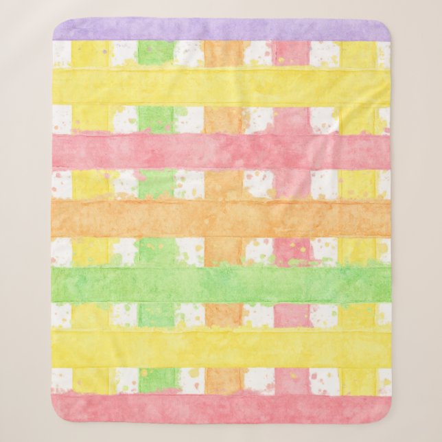 Couverture Sherpa Motif rayé tissé à l'aquarelle pastel (Devant)