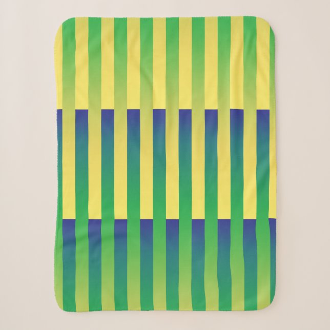 Couverture Sherpa Motif rayé vert jaune bleu (Devant)
