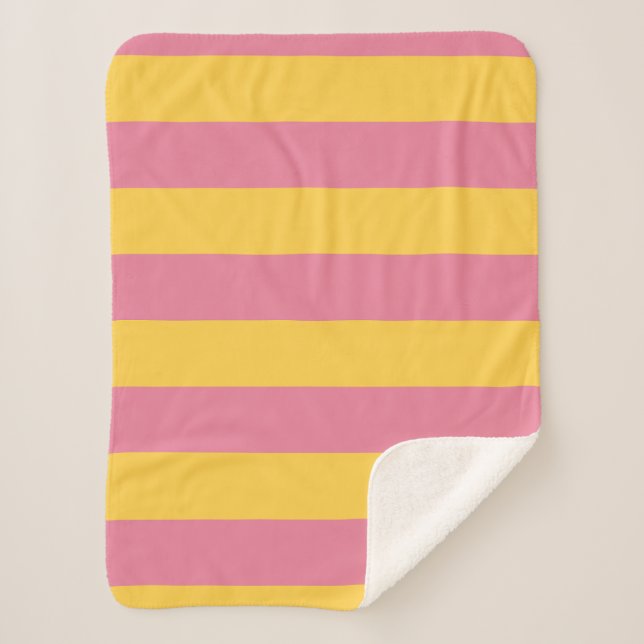 Couverture Sherpa Motif rayé vertical rose et jaune vibrant (Devant)