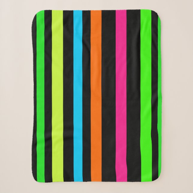 Couverture Sherpa Motif Rayures Néon (Devant)