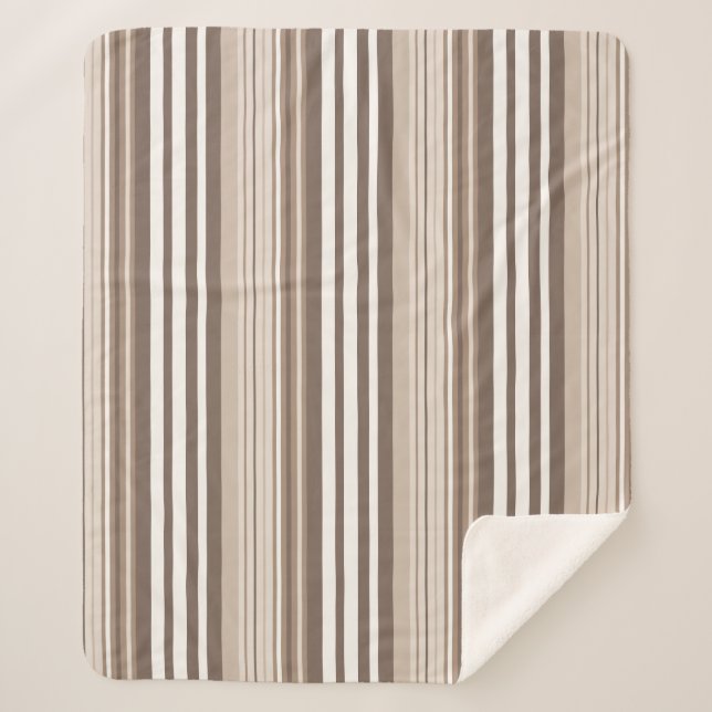 Couverture Sherpa Motif rayures ton neutre terrien  (Devant)