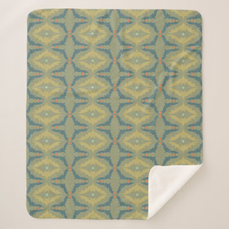 Couverture Sherpa Motif Rétro Vintage Verdâtre