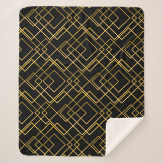 Couverture Sherpa Motif rhombus doré géométrique et transparent.