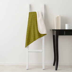 Couverture Sherpa Motif Roman Moyen Âge Jaune et Noir Lis
