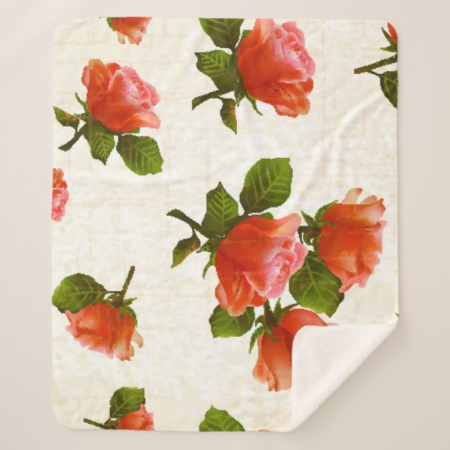 Couverture Sherpa motif rose, arrière - plan vintage. (Devant)