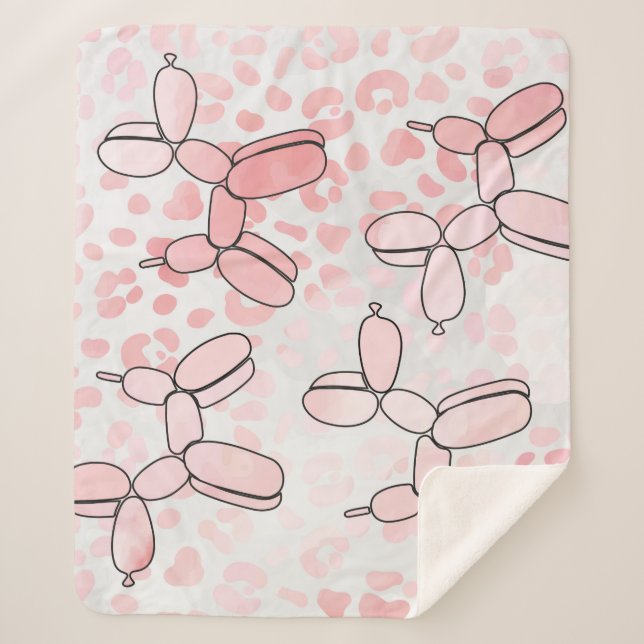 Couverture Sherpa Motif rose chien de ballon (Devant)