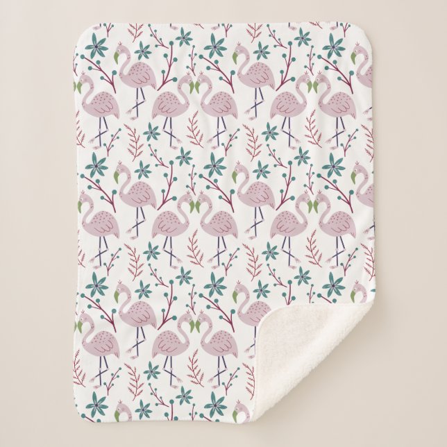 Couverture Sherpa Motif rose flamingo sans couture sur arrière - pla (Devant)
