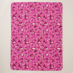 Couverture Sherpa Motif rose pavot floral.