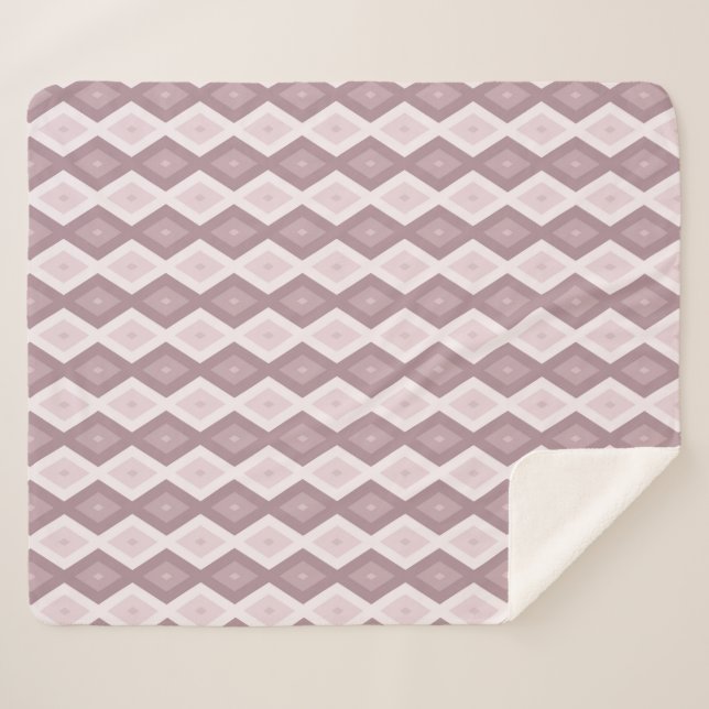 Couverture Sherpa motif rose quartz rose diamant (Devant (Horizontal))
