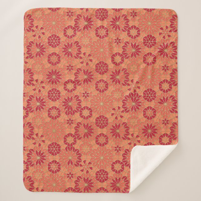 Couverture Sherpa Motif rouge et orange (Devant)