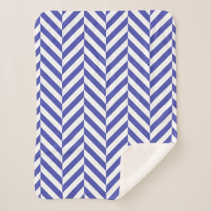 Couverture Sherpa Motif Royal Blue Geometry Herringbone