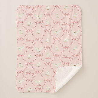 Couverture Sherpa Motif Ruban Rose Hedwig