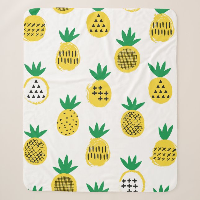 Couverture Sherpa Motif sans ananas. Design enfant.  (Devant)