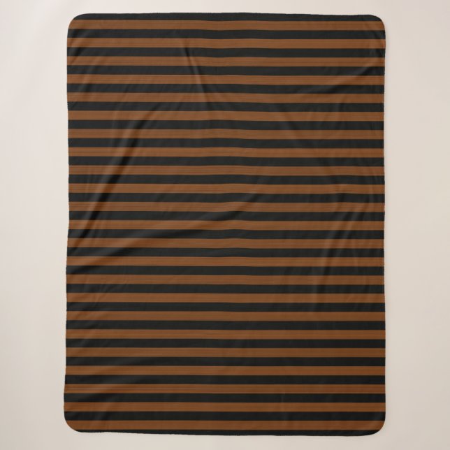Couverture Sherpa Motif sans couture à rayures brunes noires (Devant)