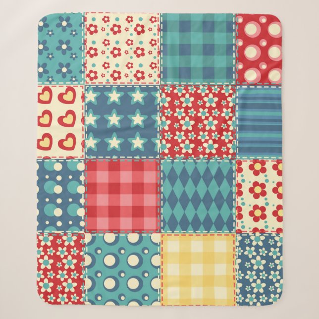 Couverture Sherpa Motif sans couture. Arrière-groupe patchwork vinta (Devant)