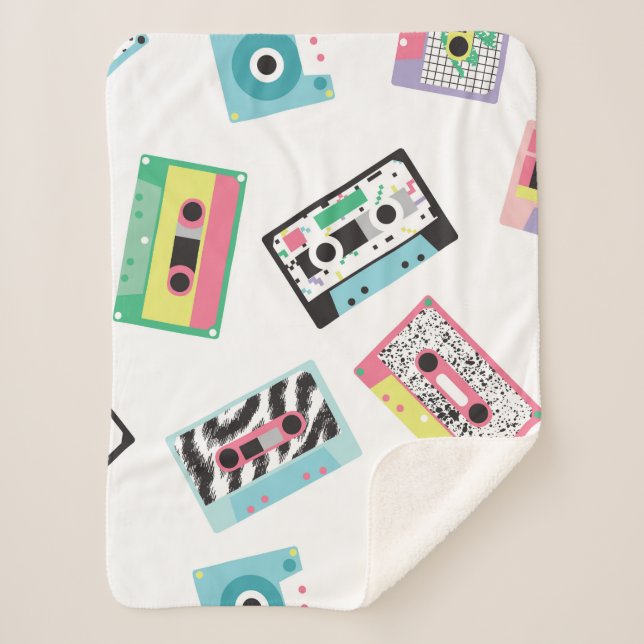 Couverture Sherpa Motif sans couture avec bandes audio dans style ré (Devant)