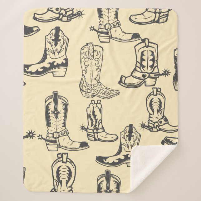 Couverture Sherpa Motif sans couture avec bottes de cowboy. cowboy,  (Devant)
