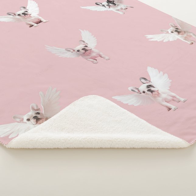 Couverture Sherpa Motif sans couture avec Bouledogue Français volant (3/4)