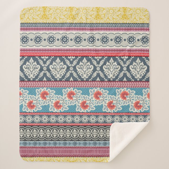 Couverture Sherpa Motif sans couture avec carreaux en patchwork. (Devant)