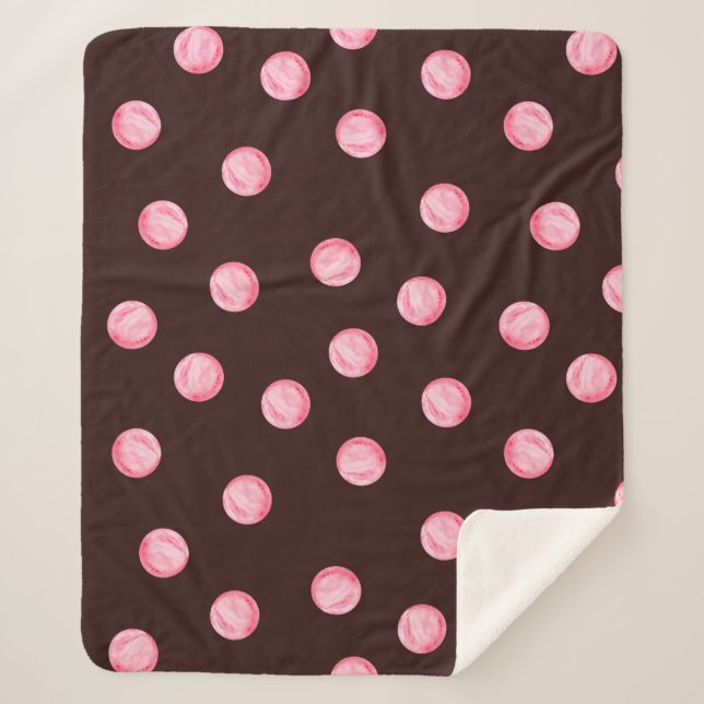 Couverture Sherpa motif sans couture avec cercles roses aquarelle. L (Devant)