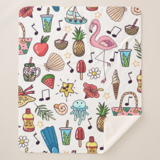 Couverture Sherpa Motif sans couture avec des éléments d'été. illust