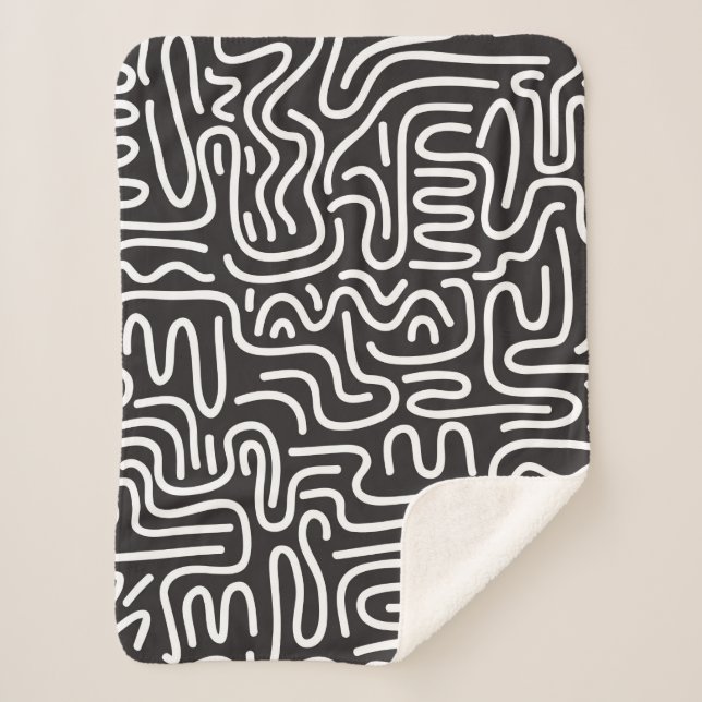 Couverture Sherpa Motif sans couture avec des lignes ondulées à dood (Devant)