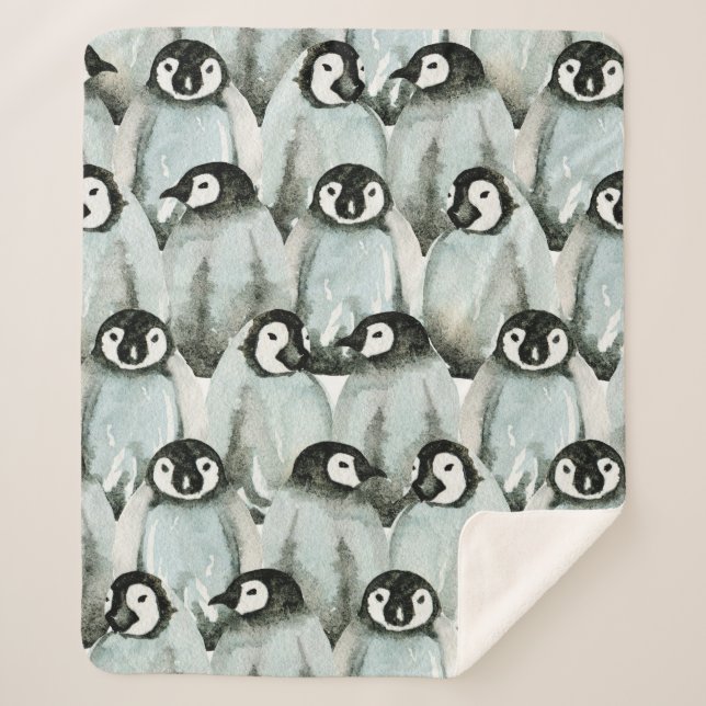 Couverture Sherpa Motif sans couture avec des pingouins mignons (Devant)