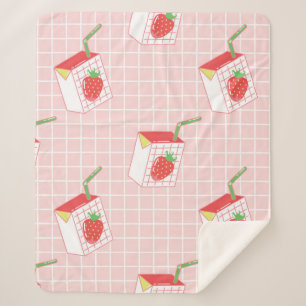 Couverture Sherpa Motif sans couture avec lait de fraise caricaturé