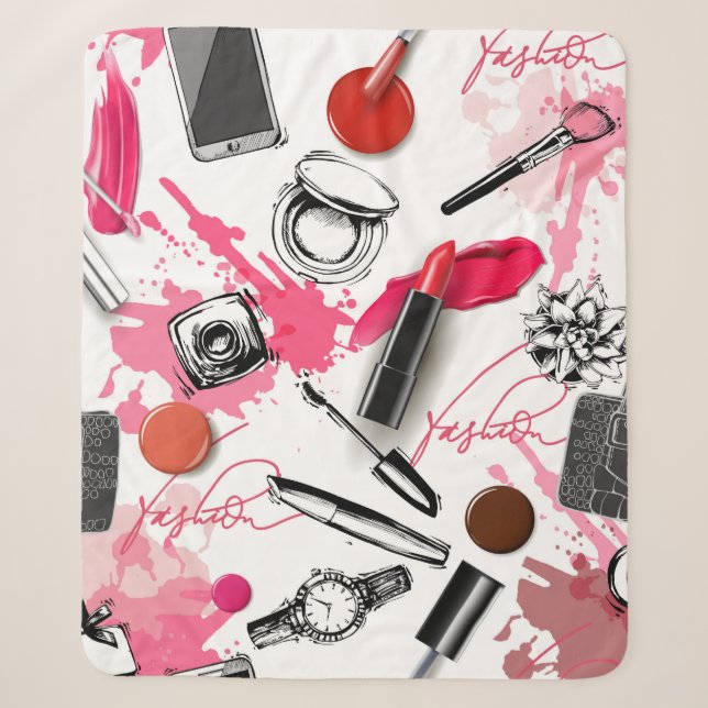 Couverture Sherpa Motif sans couture avec maquillage peint (Devant)