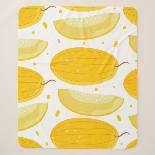 Couverture Sherpa Motif sans couture avec melons. Fruits de gribouil (Devant)
