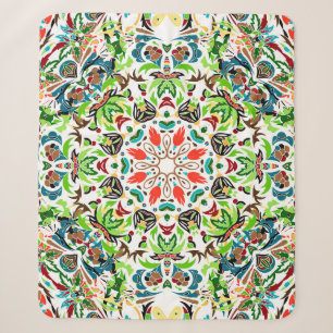 Couverture Sherpa motif sans couture avec ornement fleuri et lumine