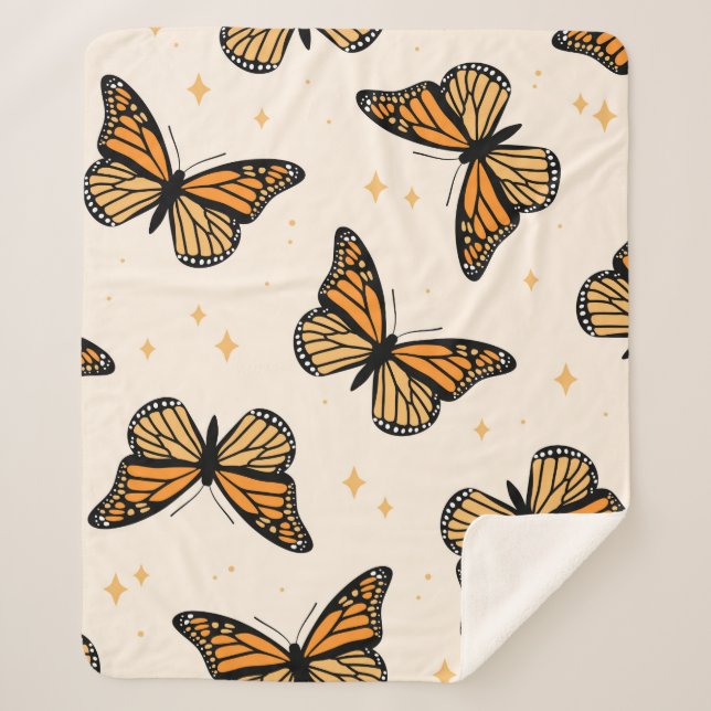 Couverture Sherpa Motif sans couture avec papillons monarques. Conte (Devant)