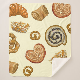 Couverture Sherpa Motif sans couture avec produit de boulangerie