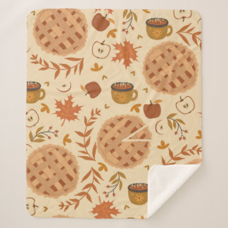 Couverture Sherpa Motif sans couture avec tarte aux pommes, pommes e