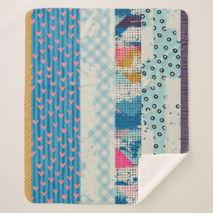 Couverture Sherpa Motif sans couture, carreaux patchwork.
