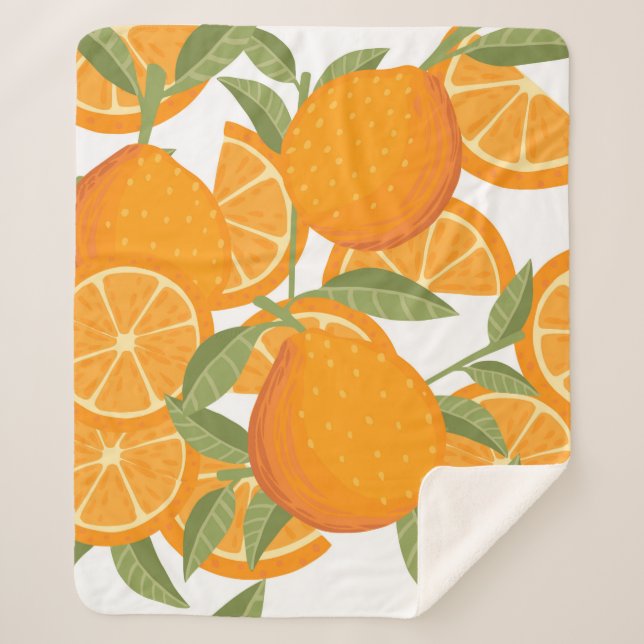 Couverture Sherpa Motif sans couture d'agrumes oranges jaunes fruits (Devant)