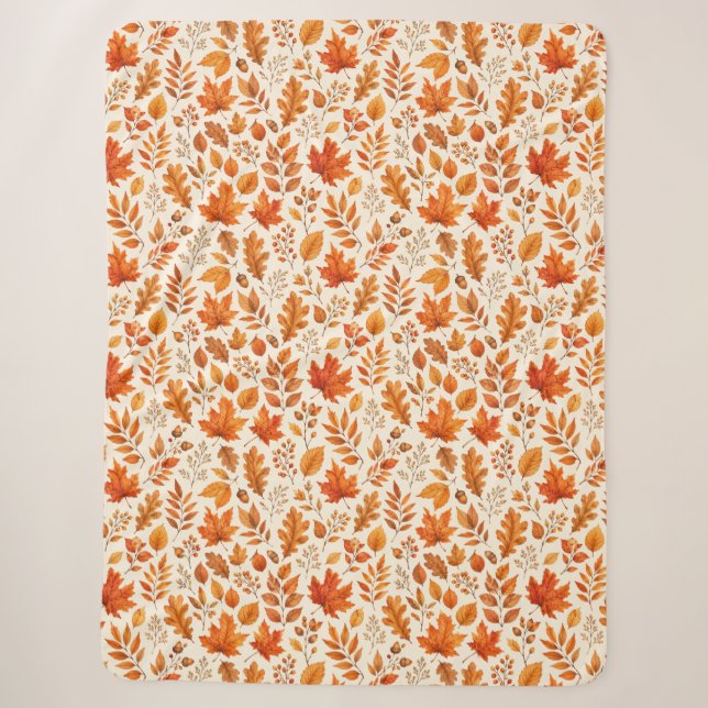 Couverture Sherpa Motif sans couture de feuilles d'automne chaudes (Devant)